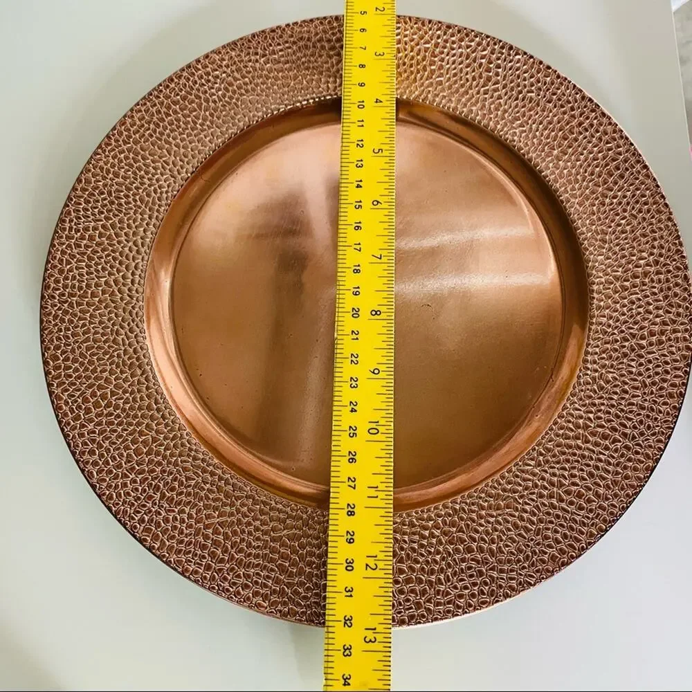 POTTERY BARN Bronze Metallic Pebble Plate  Decorative Accent Charger Table S/2